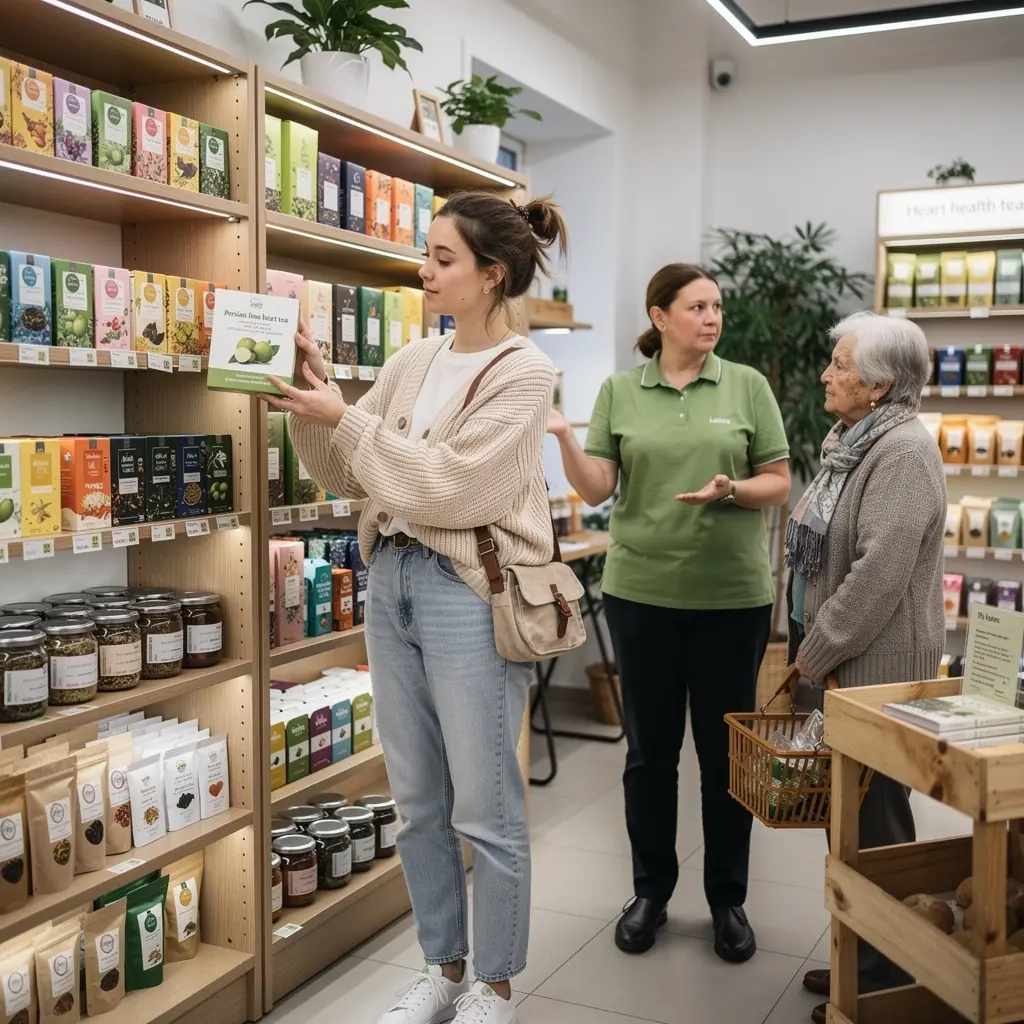 Saulės apšviesta arbatos stiklinė su širdies sveikatą palaikančiais ingredientais.
