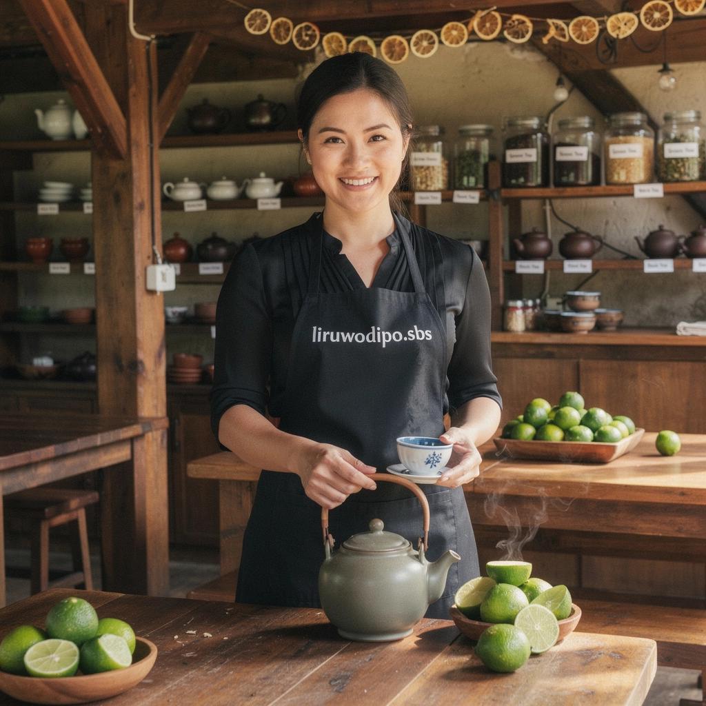 Širdies sveikatai skirtos arbatos puodelis, papuoštas citrusiniais vaisiais.